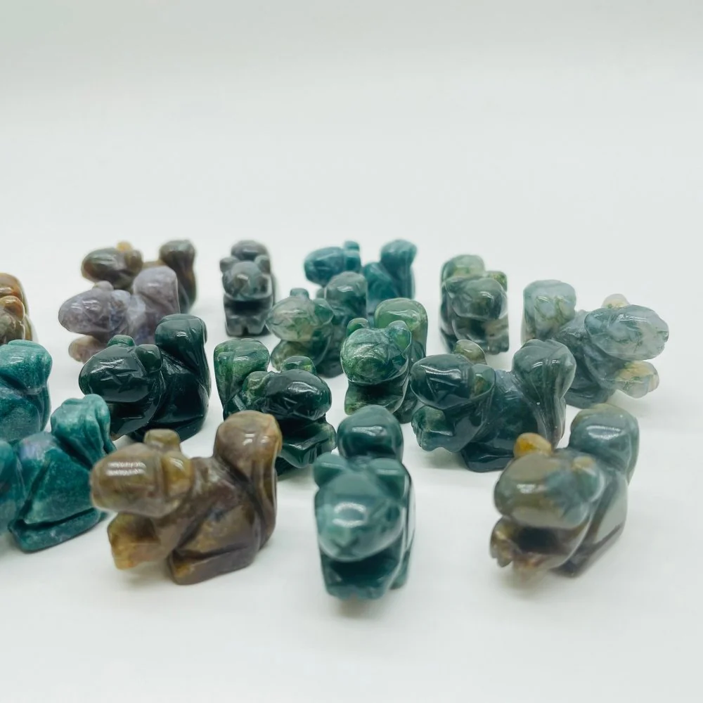 Mini Moss Jade Squirrel Carving Animals Wholesale - Image 3