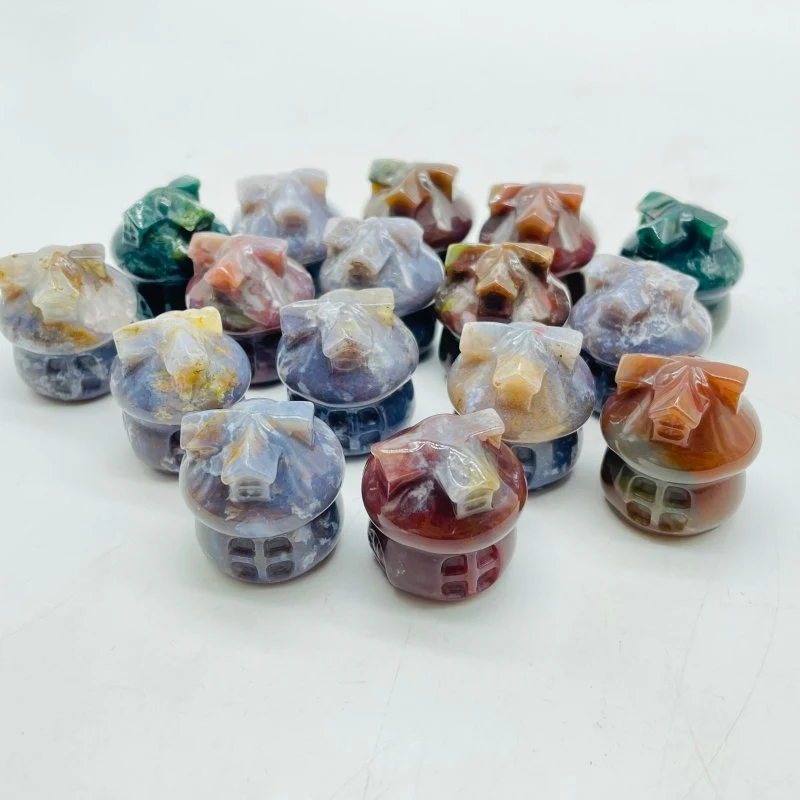 Mini Ocean Jasper Mushroom House Carving Wholesale - Image 3