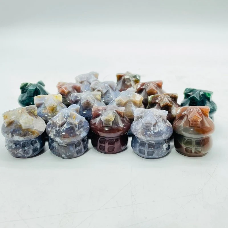 Mini Ocean Jasper Mushroom House Carving Wholesale - Image 4