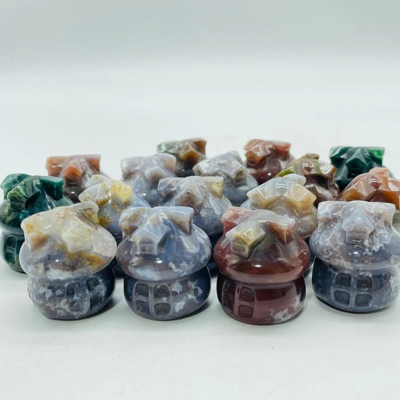 Mini Ocean Jasper Mushroom House Carving Wholesale - Image 5