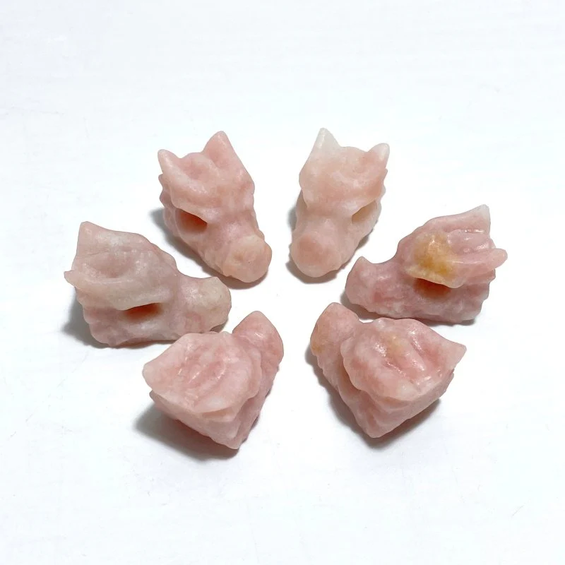 Mini Pink Opal Howlite Dragon Head Carving Wholesale - Image 6