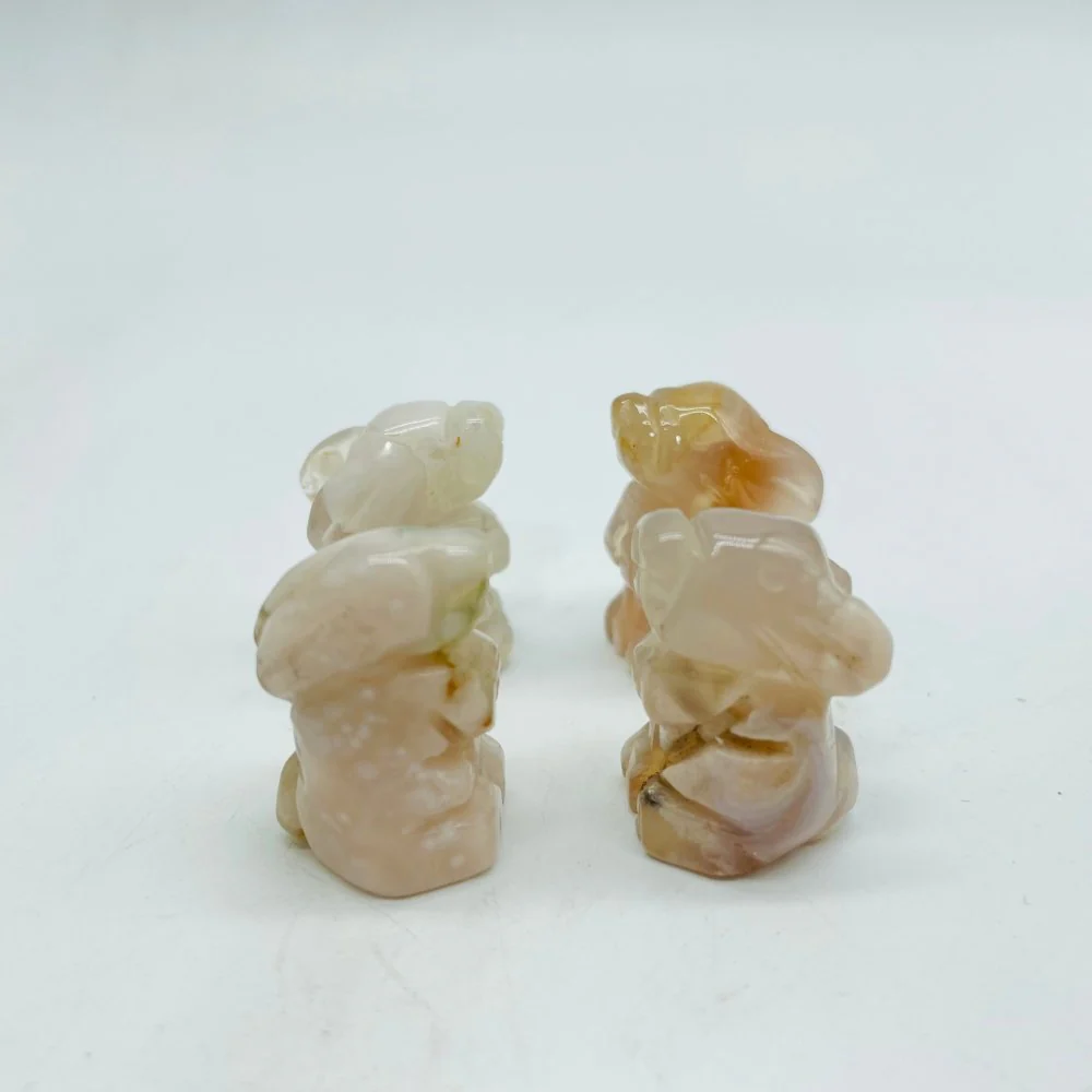 Mini Rabbit Carving Animal Rose Quartz&Moss Agate Wholesale - Image 3