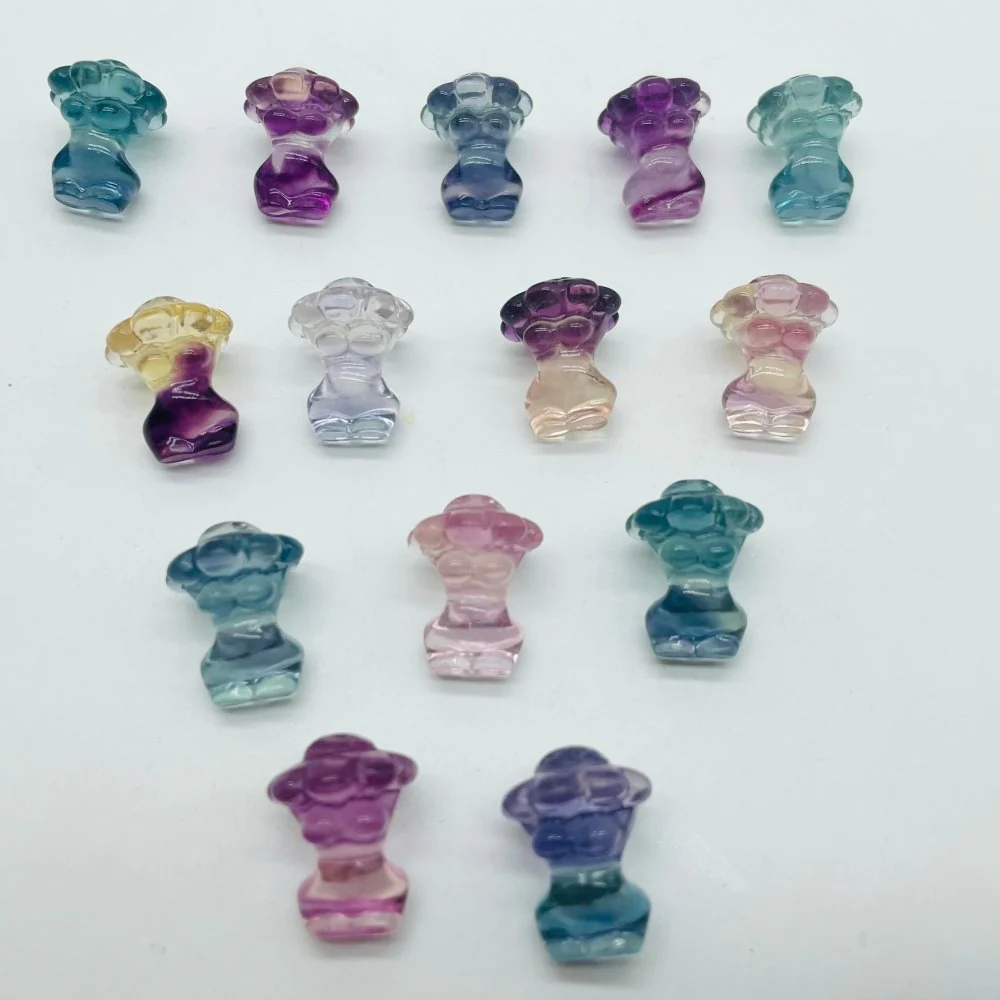 Mini Rainbow Fluorite Goddess Mushroom Carving Wholesale - Image 2