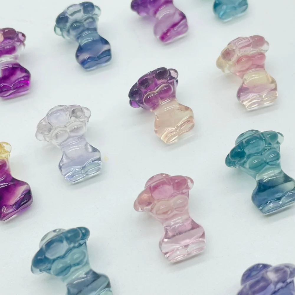 Mini Rainbow Fluorite Goddess Mushroom Carving Wholesale - Image 3