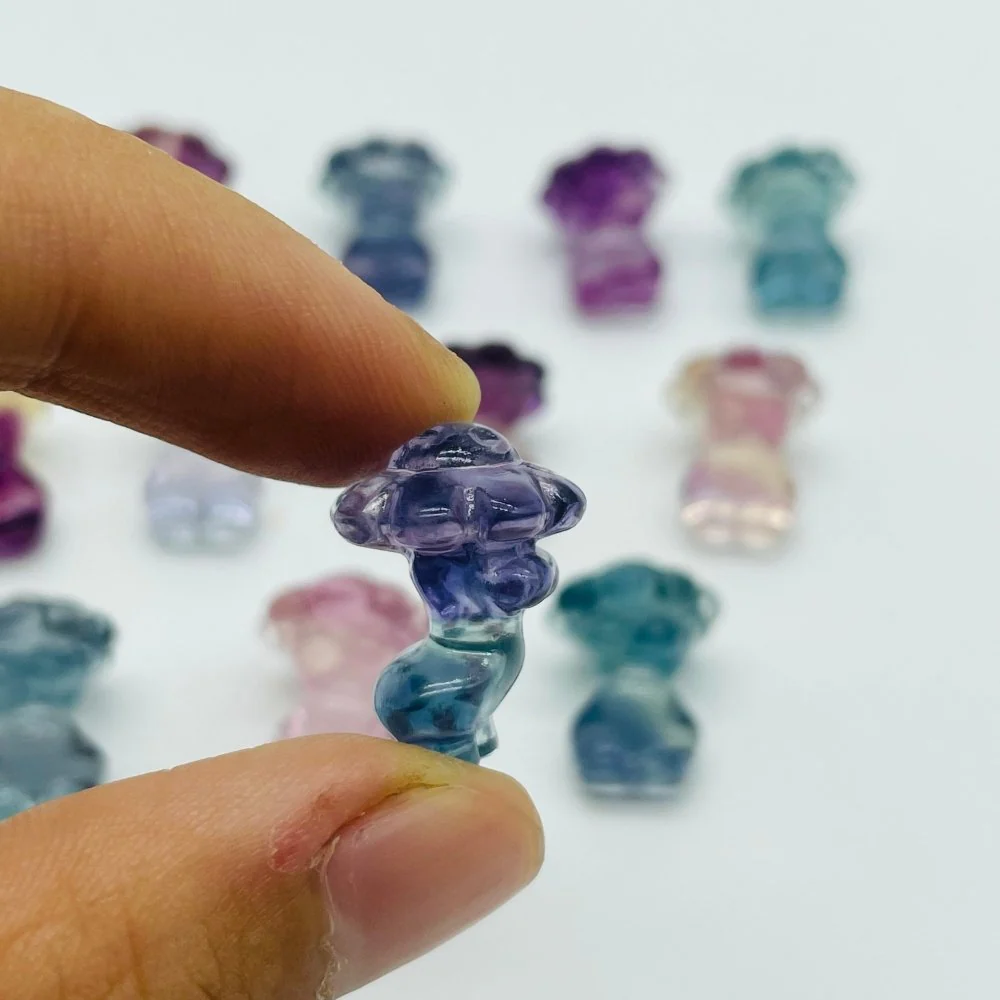 Mini Rainbow Fluorite Goddess Mushroom Carving Wholesale - Image 4