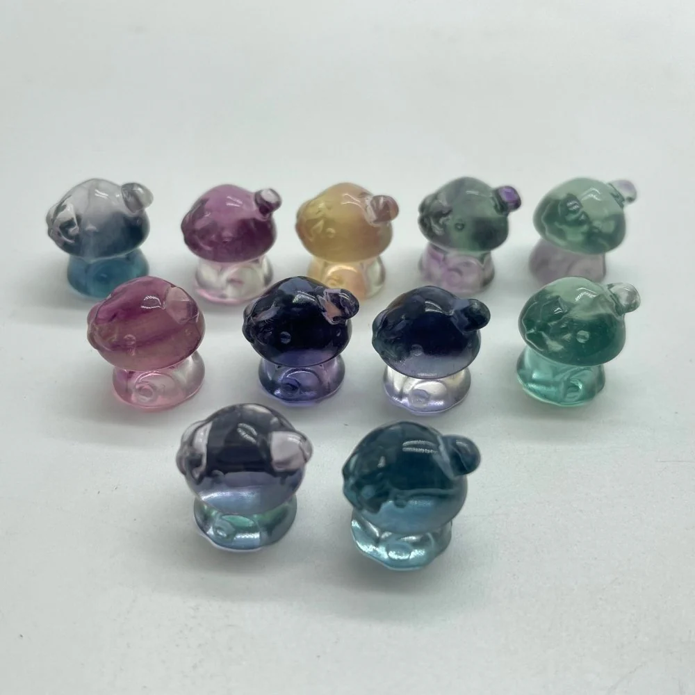 Mini Rainbow Fluorite Mushroom House Carving Wholesale - Image 4