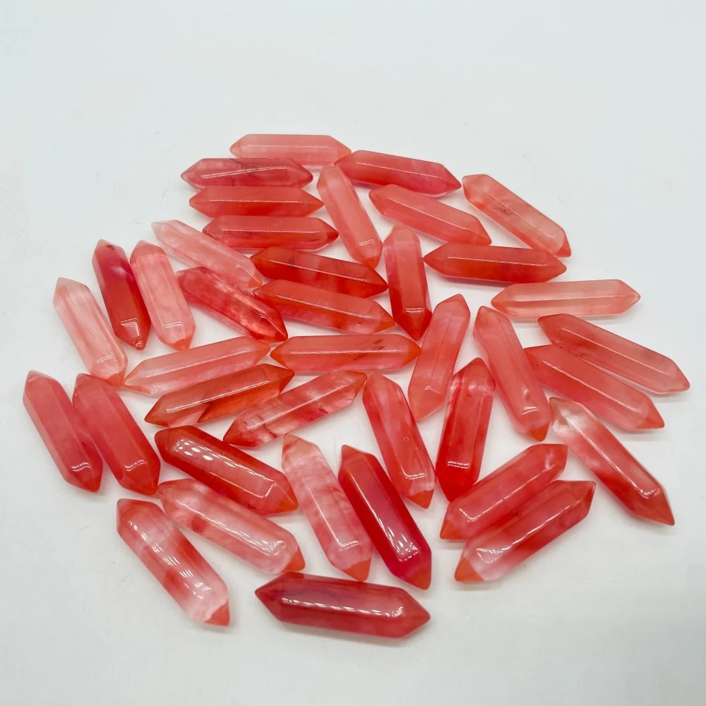 Mini Red Smelting Stone Quartz Double Point DIY Pendant Wholesale - Image 3
