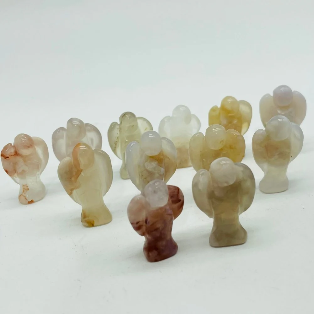 Mini Sakura Flower Agate Angel Carving Wholesale - Image 2
