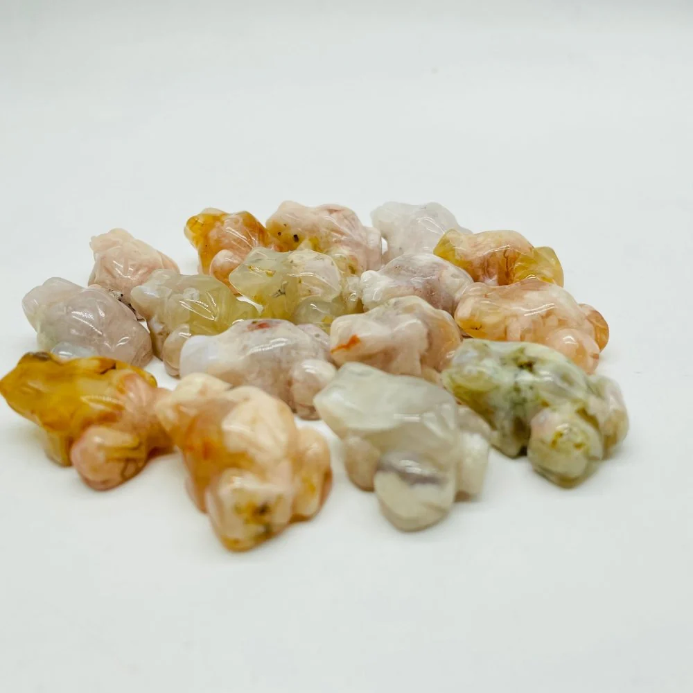 Mini Sakura Flower Agate Frog Carving Animals Wholesale - Image 2