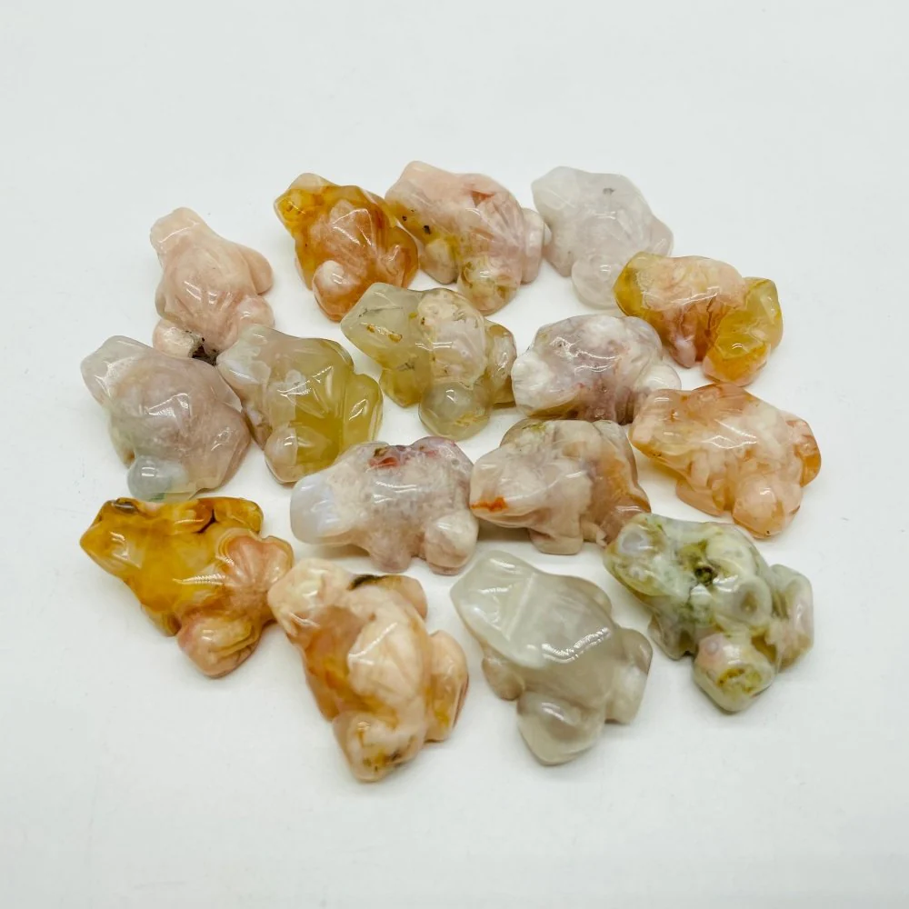 Mini Sakura Flower Agate Frog Carving Animals Wholesale - Image 3