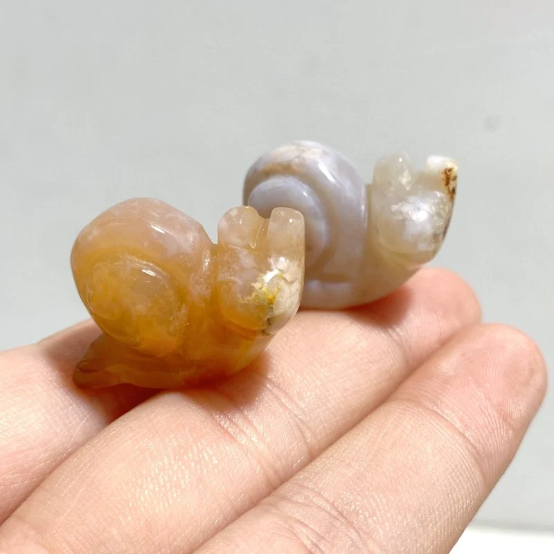 Mini Sakura Flower Agate Snail Carving Wholesale - Image 4