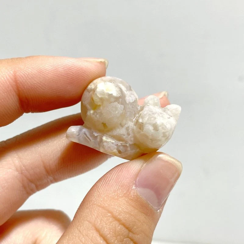 Mini Sakura Flower Agate Snail Carving Wholesale - Image 5