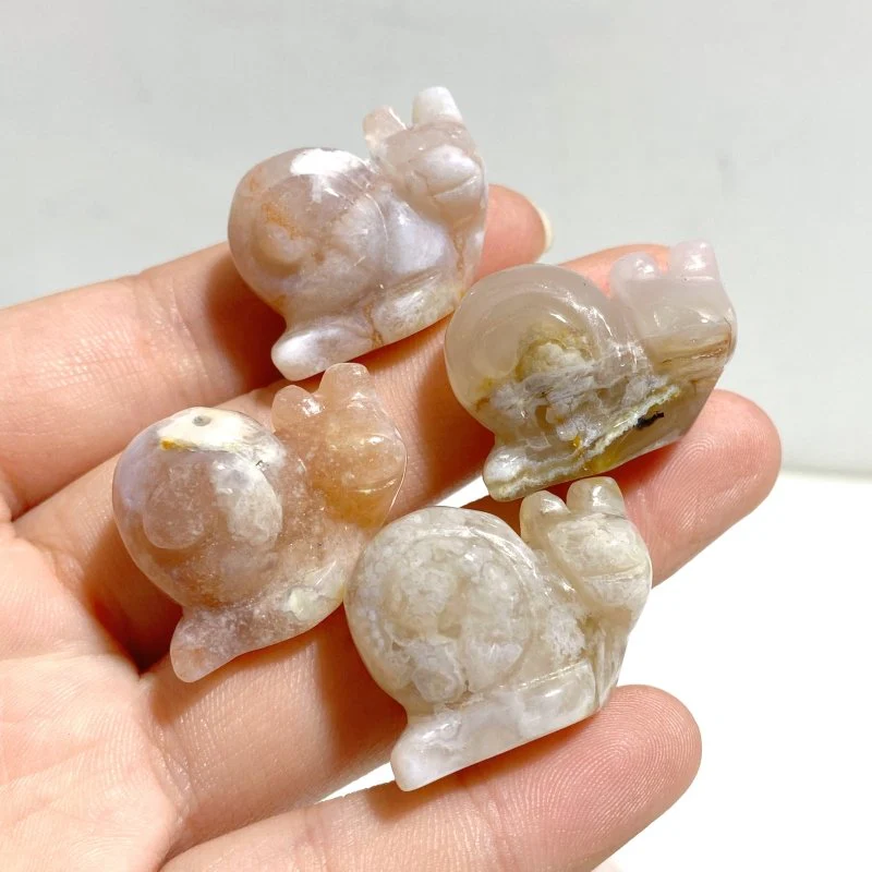 Mini Sakura Flower Agate Snail Carving Wholesale - Image 7