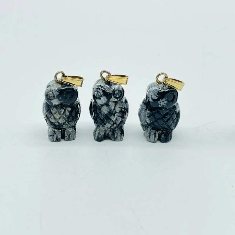 Mini Snowflake Obsidian Owl Pendant Wholesale - Image 2