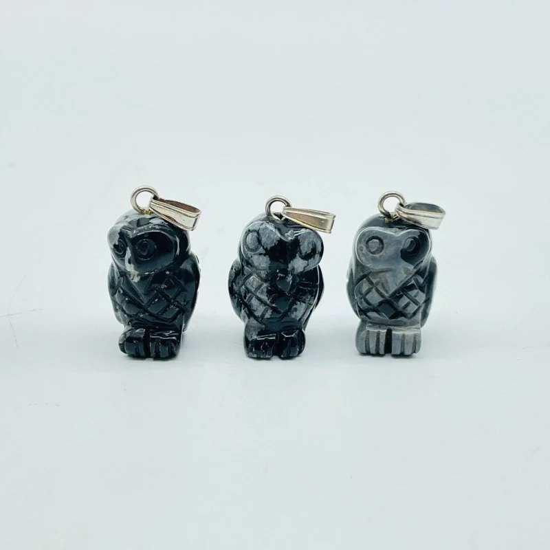 Mini Snowflake Obsidian Owl Pendant Wholesale - Image 3