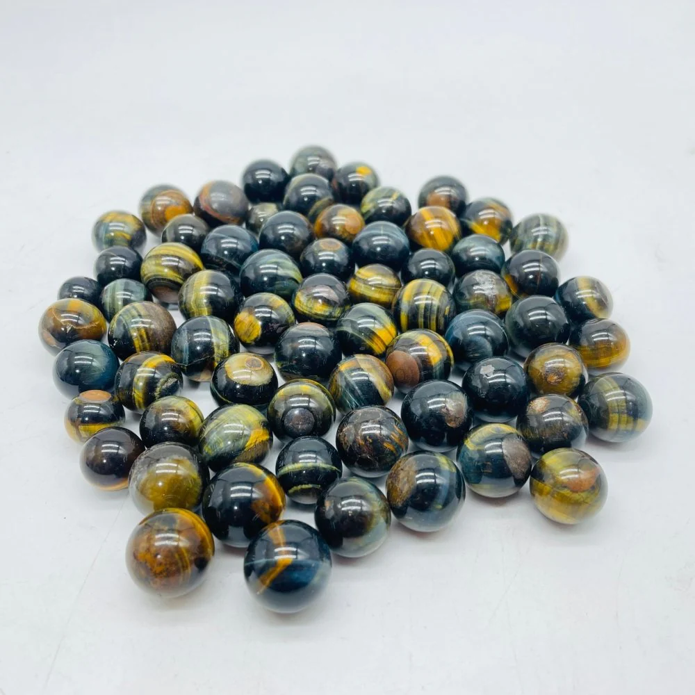 Mini Yellow Mixed Blue Tiger Eye Spheres Ball Wholesale - Image 2