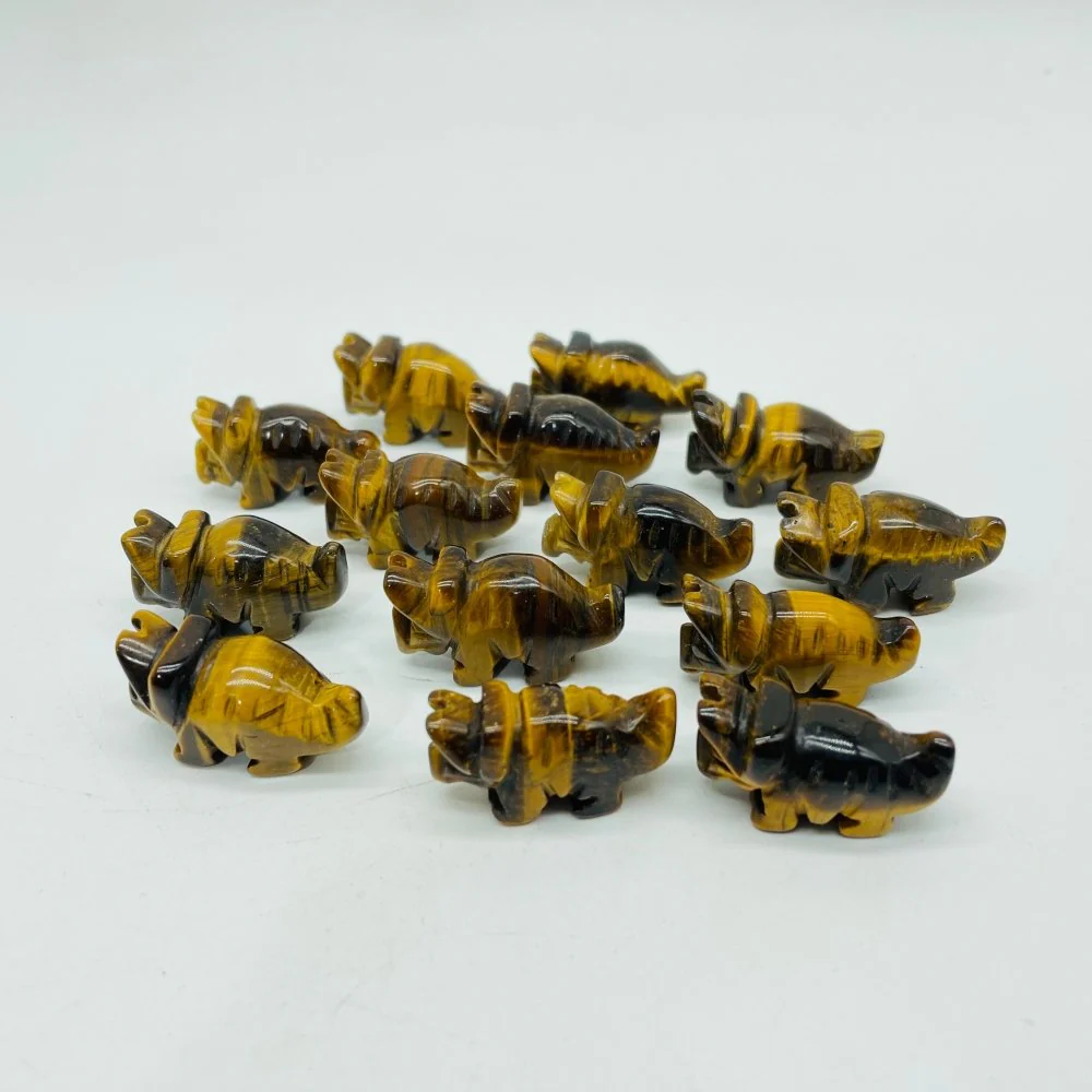 Mini Tiger Eye Three Horns Dinosaur Carving Wholesale - Image 2