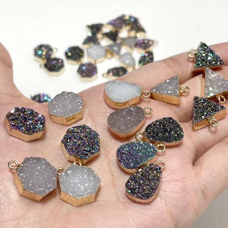 3 Types Mixed Colors Aura Geode Druzy Agate Pendant Wholesale - Image 2