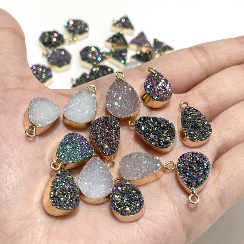 3 Types Mixed Colors Aura Geode Druzy Agate Pendant Wholesale - Image 3