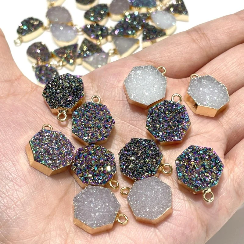 3 Types Mixed Colors Aura Geode Druzy Agate Pendant Wholesale - Image 4
