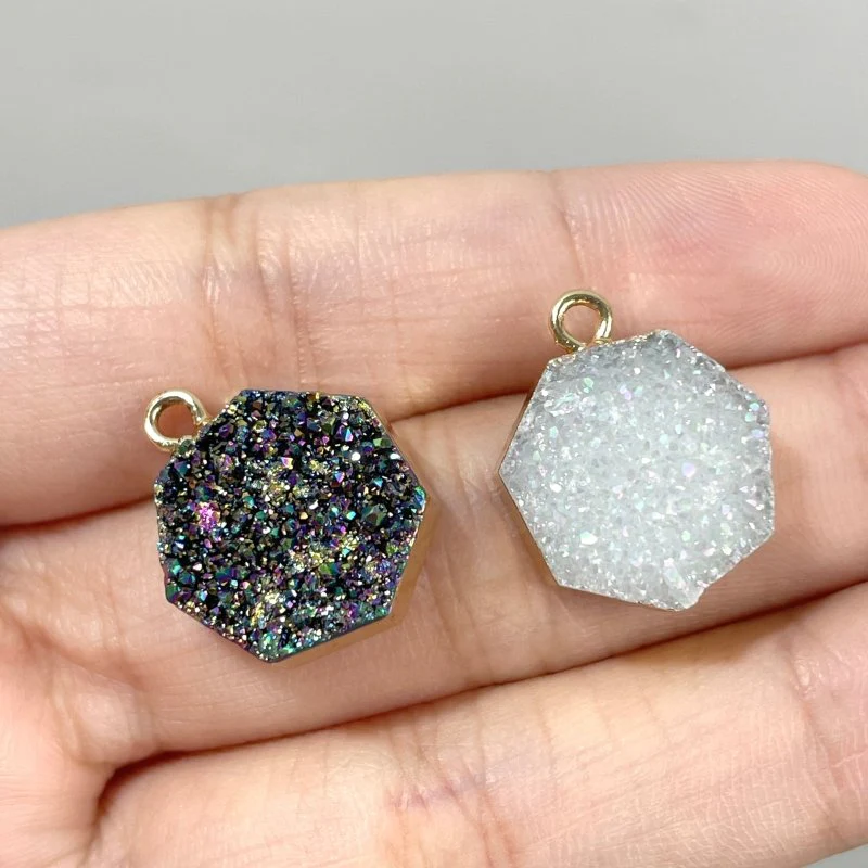 3 Types Mixed Colors Aura Geode Druzy Agate Pendant Wholesale - Image 5