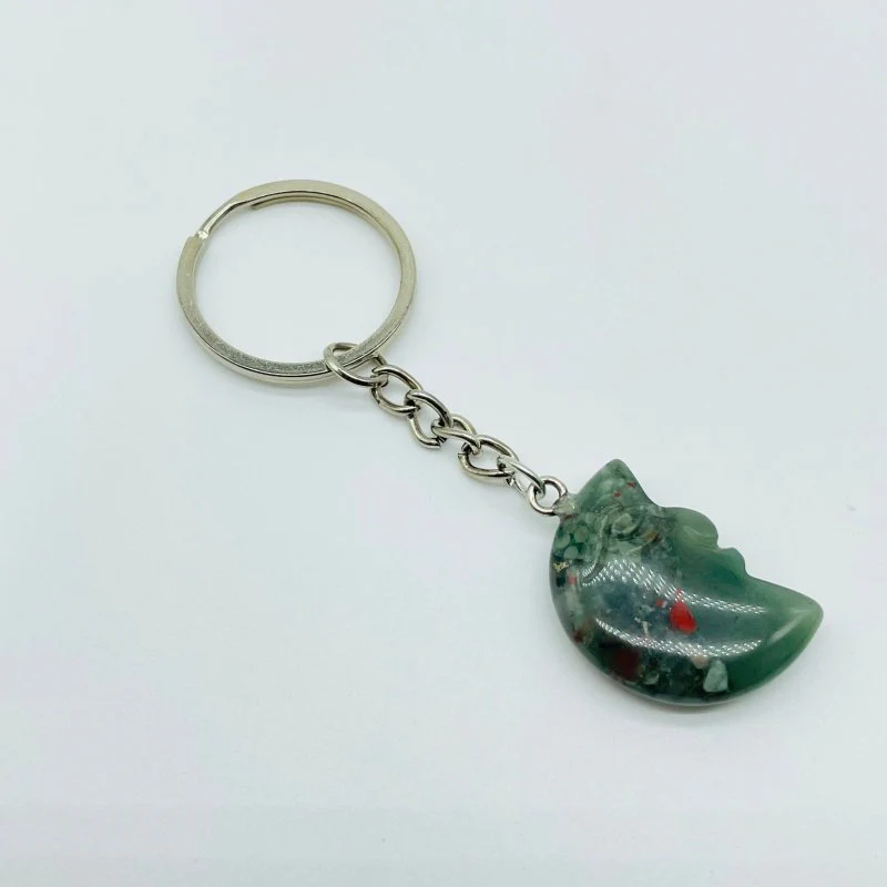5 Types Moon Face Crystal Keychain Carving Wholesale Clear Quartz Black Obsidian - Image 5