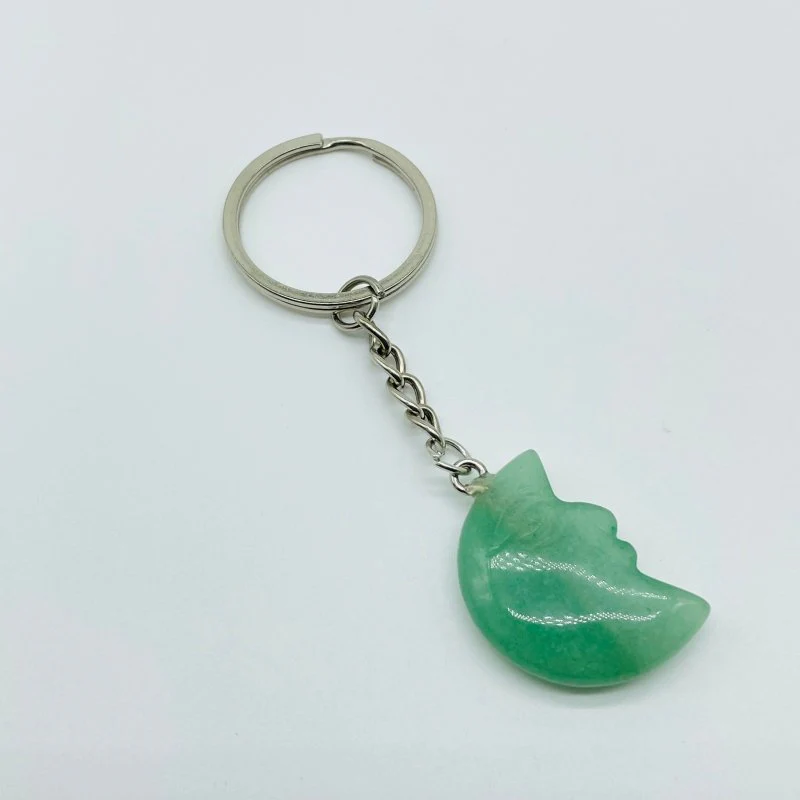 5 Types Moon Face Crystal Keychain Carving Wholesale Clear Quartz Black Obsidian - Image 6