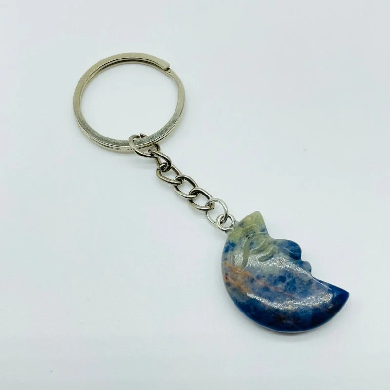 5 Types Moon Face Crystal Keychain Carving Wholesale Clear Quartz Black Obsidian - Image 7