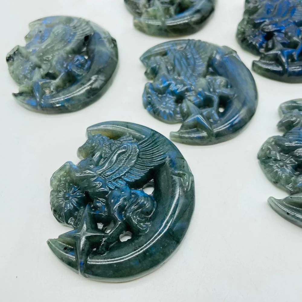 Moon Unicorn Labradorite Stone Carving Wholesale - Image 2