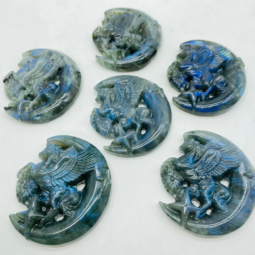 Moon Unicorn Labradorite Stone Carving Wholesale - Image 3