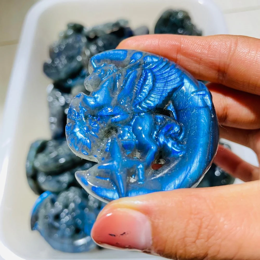 Moon Unicorn Labradorite Stone Carving Wholesale - Image 4