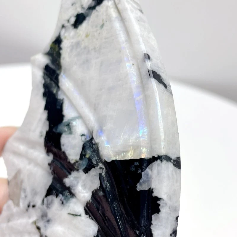 India Moonstone Angel And Demons Wing Carving With Stand - Image 2