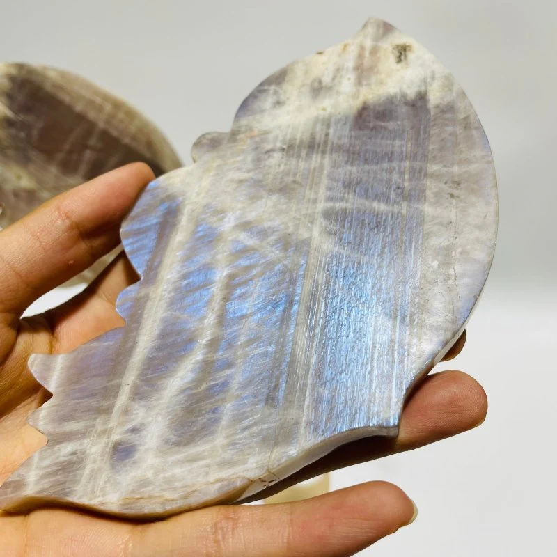 Blue Moonstone Mixed Sunstone Butterfly Carving With Stand - Image 4