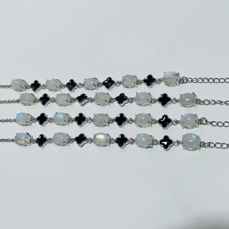 Moonstone Cute Four Leaf Clover Lucky Bracelets Crystal Wholesale - Image 3