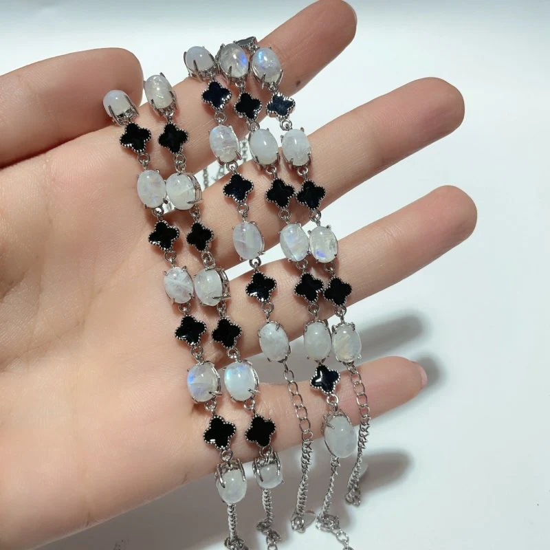 Moonstone Cute Four Leaf Clover Lucky Bracelets Crystal Wholesale - Image 5