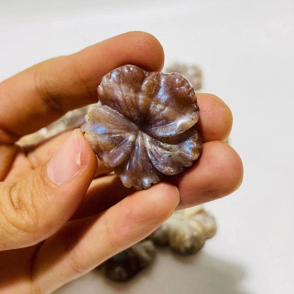 21 Pieces Beautiful Moonstone Mixed Sunstone Flower Carving - Image 6