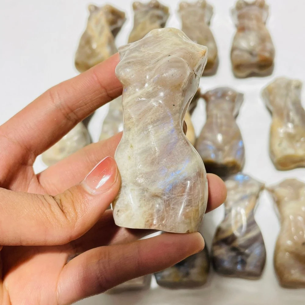 14 Pieces Moonstone Mixed Sunstone Goddess Carving Closeout - Image 4