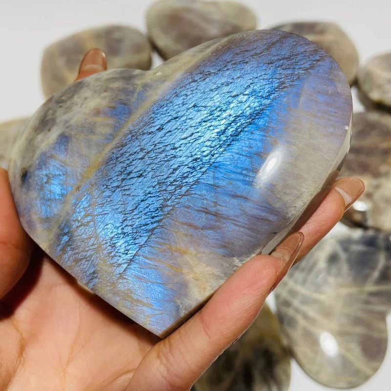 14 Pieces Large Moonstone Mixed Sunstone Heart - Image 3
