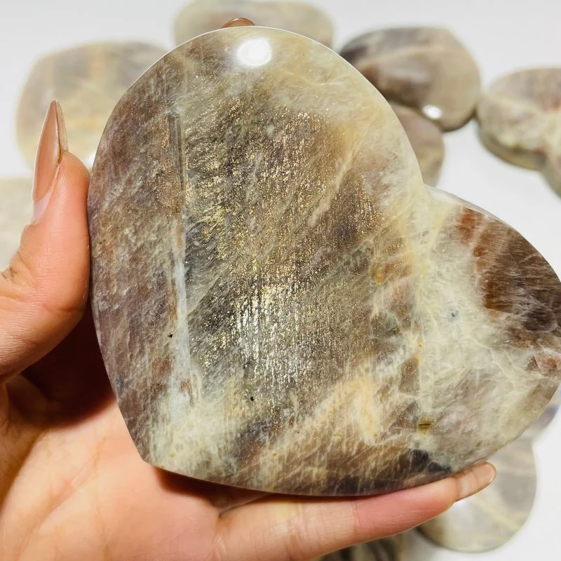 14 Pieces Large Moonstone Mixed Sunstone Heart - Image 4