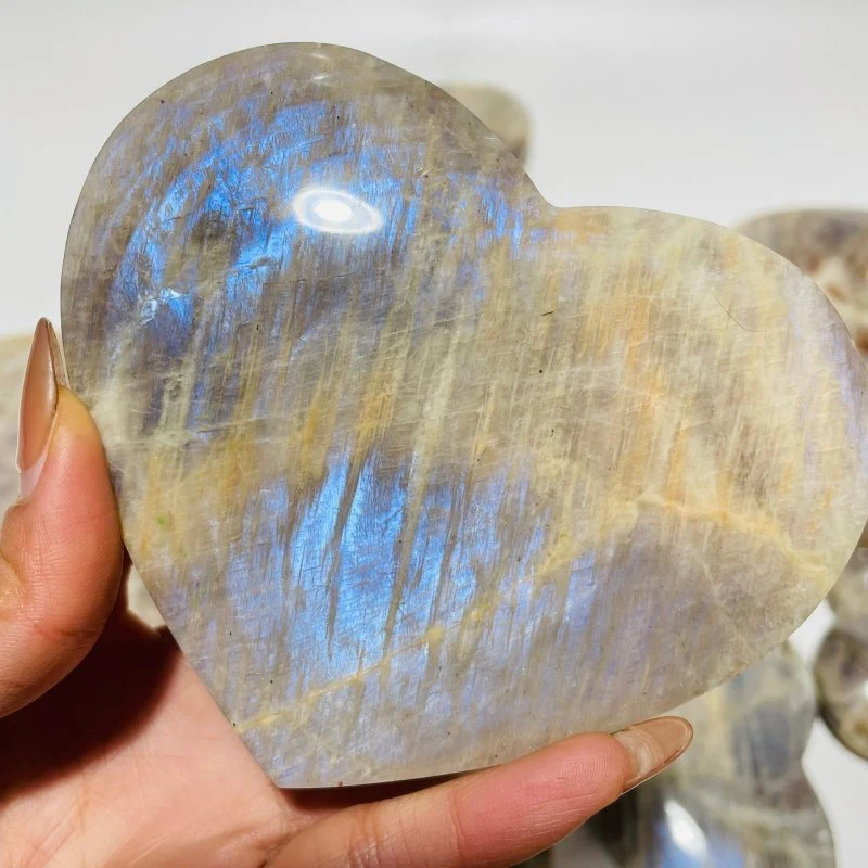 14 Pieces Large Moonstone Mixed Sunstone Heart - Image 8