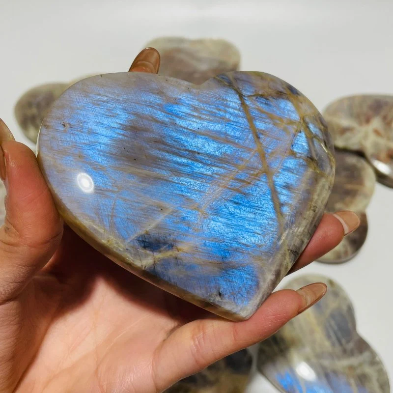 14 Pieces Large Moonstone Mixed Sunstone Heart - Image 9
