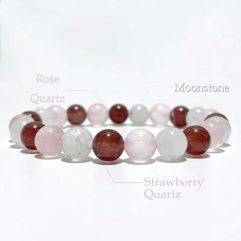 Moonstone Strawberry Quartz Rose Quartz Mixed Bracelet Wholesale - Image 5