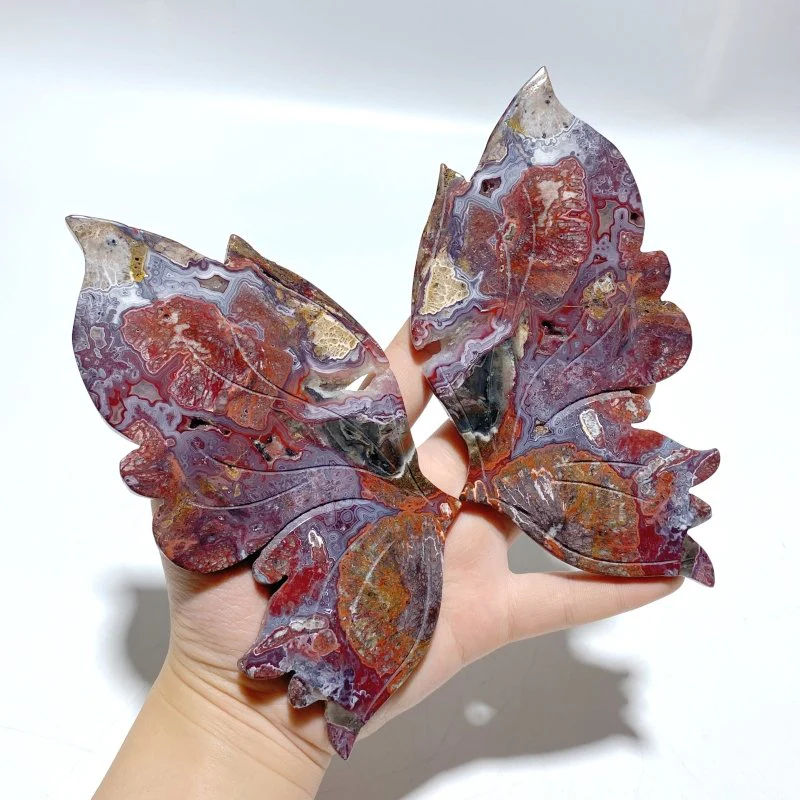 Morocco Agate Butterfly Wing Carving With Stand - Image 2