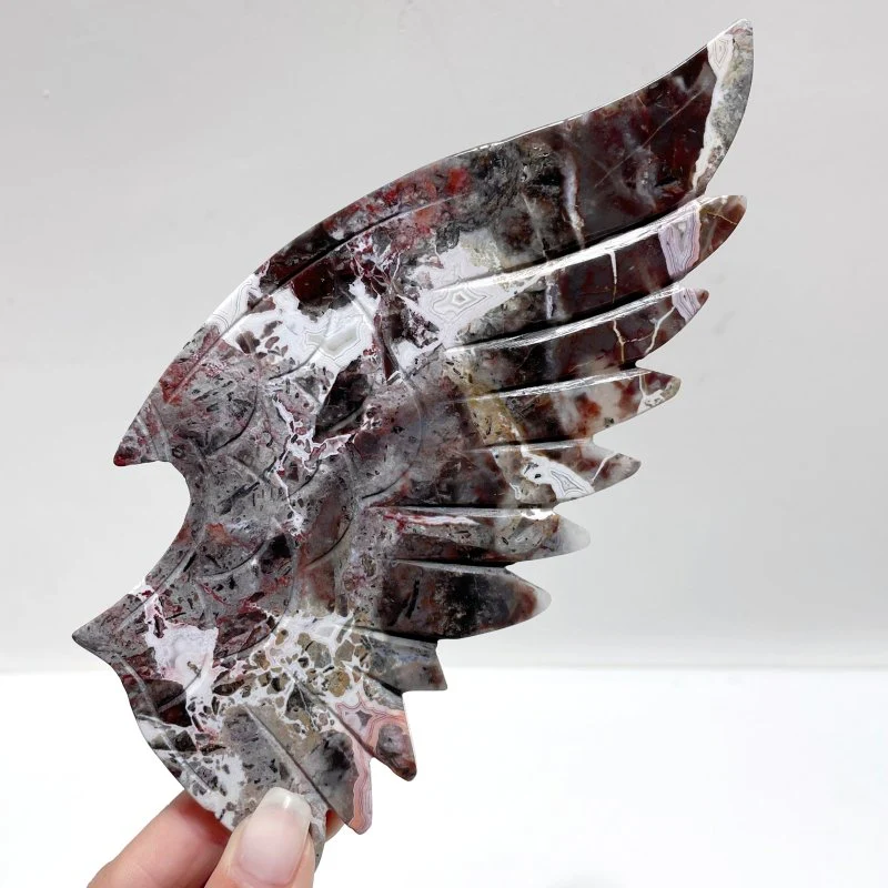 Morocco Agate Demon And Angel Wing Carving With Stand - Image 3