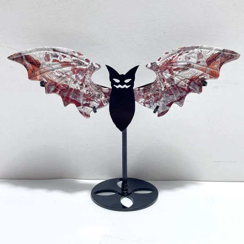 2 Pairs Morocco Agate Owl Wing Carving With Stand - Image 3