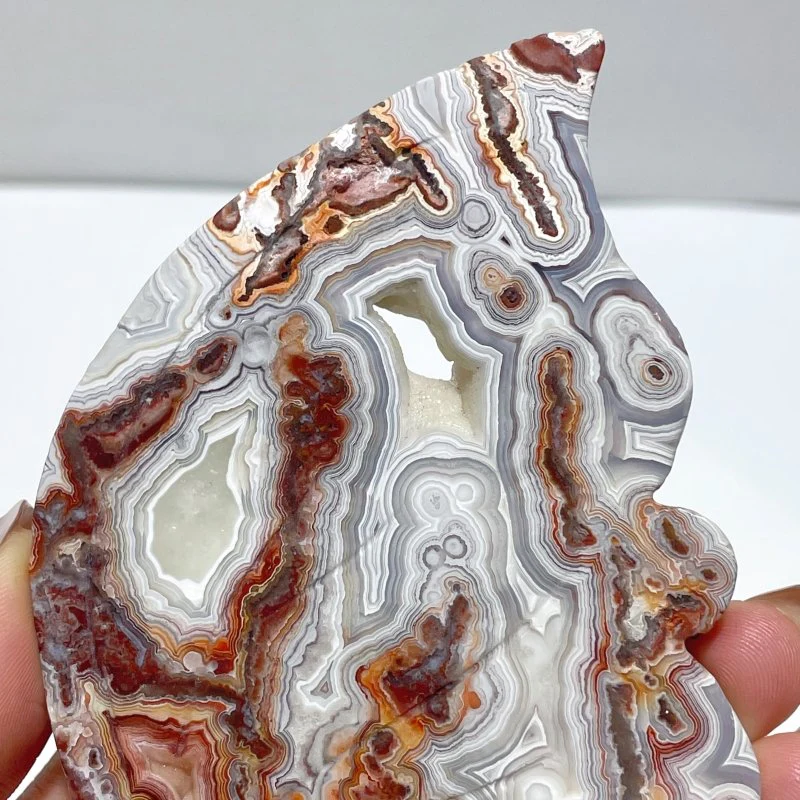 Unique Morocco Agate Butterfly Wing Carving With Stand - Image 4