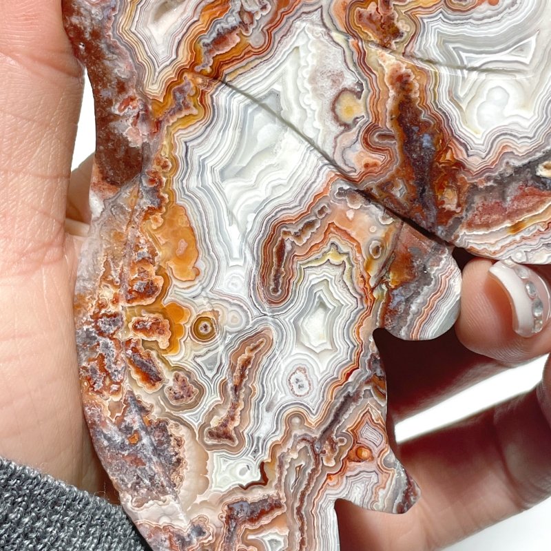 Unique Morocco Agate Butterfly Wing Carving With Stand - Image 5