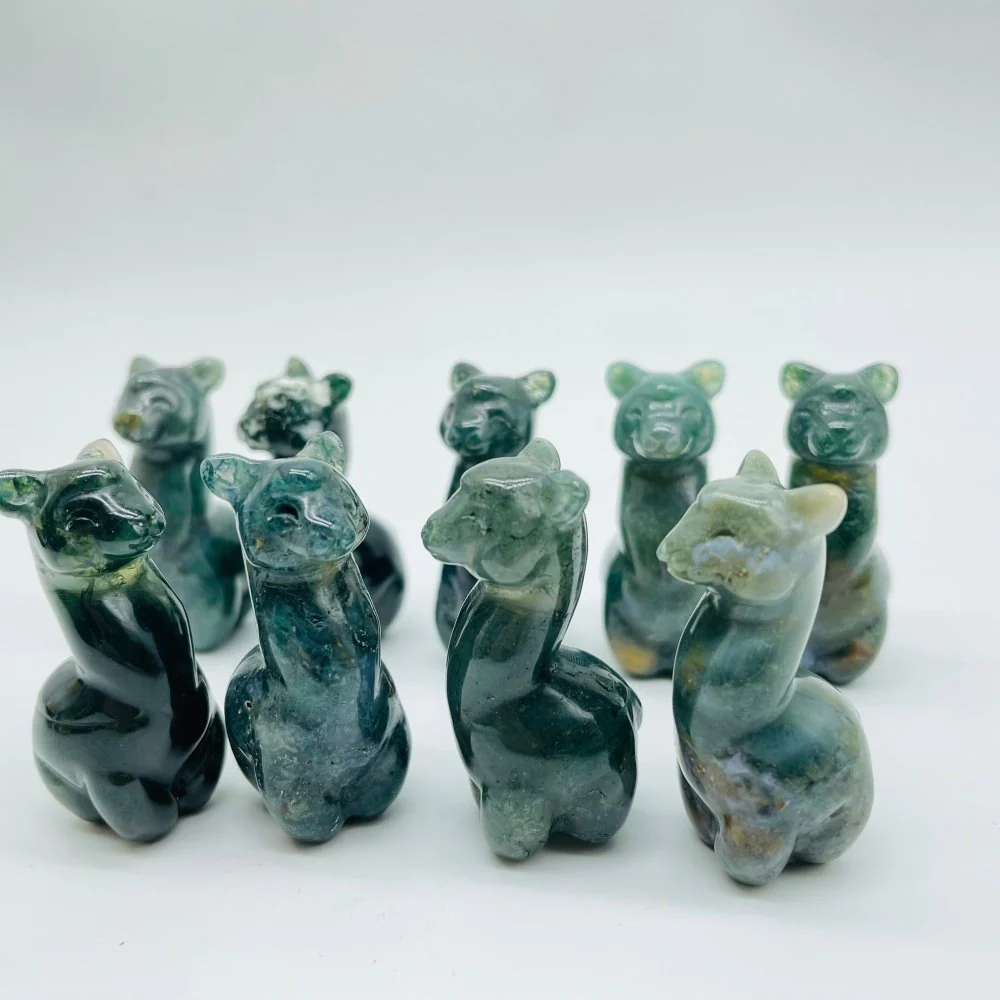 Moss Agate Alpaca Carving Animal Wholesale - Image 3