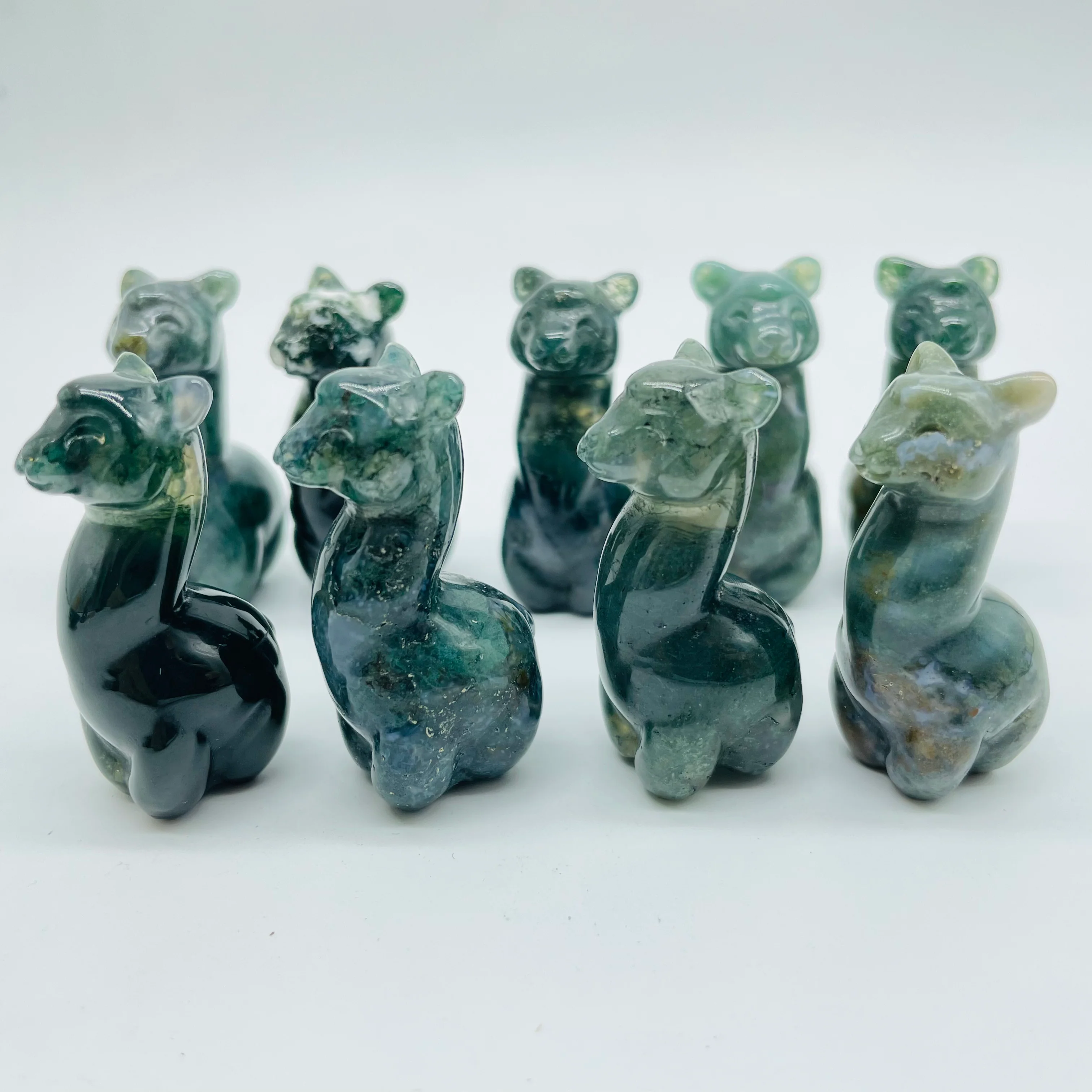 Moss Agate Alpaca Carving Animal Wholesale - Image 4
