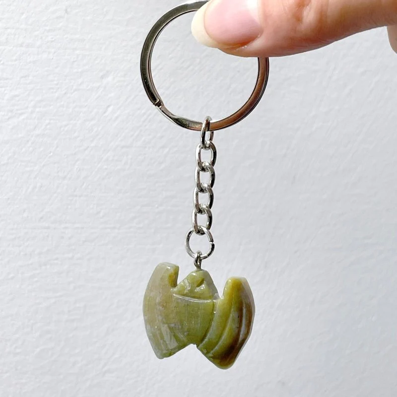 Moss Agate Bat Carving Keychain Wholesale - Image 2